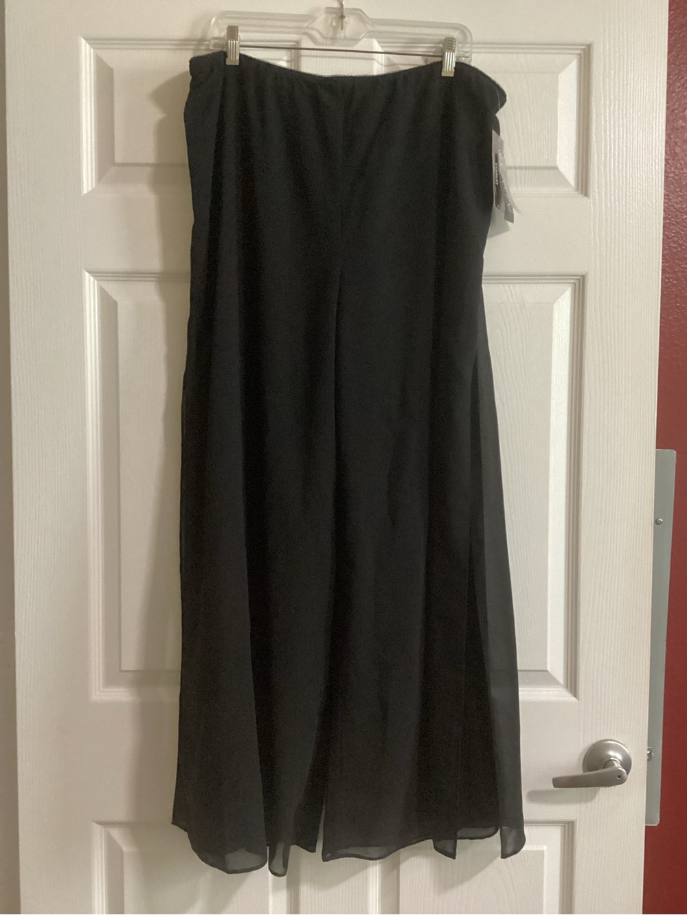 Alex Evenings Black Chiffon Maxi Wide-Leg cocktail pants